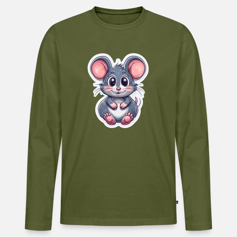 Maus - Männer Premium Bio Langarmshirt - Khaki