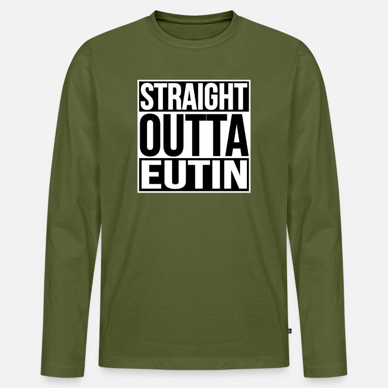 STRAIGHT OUTTA EUTIN - Männer Premium Bio Langarmshirt - Khaki