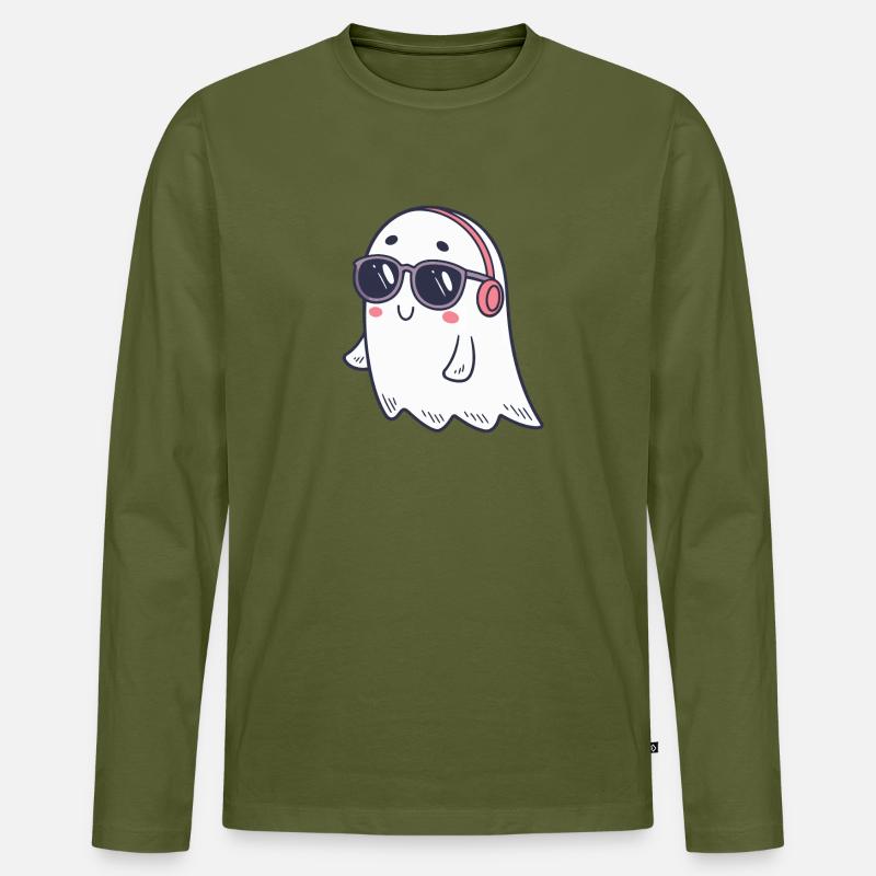 Süße Ghost DJ Brille - Männer Premium Bio Langarmshirt - Khaki