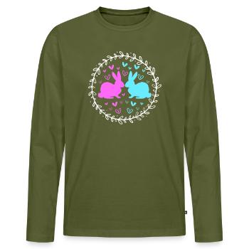 Gender Reveal Ostern Werdende Mutter - Männer Premium Bio Langarmshirt - Khaki - Vorne - Nico (187cm)