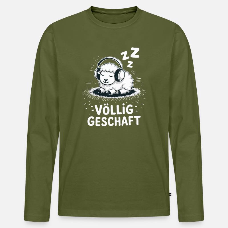 Völlig geschafft geSchaft Schaf Design - Männer Premium Bio Langarmshirt - Khaki
