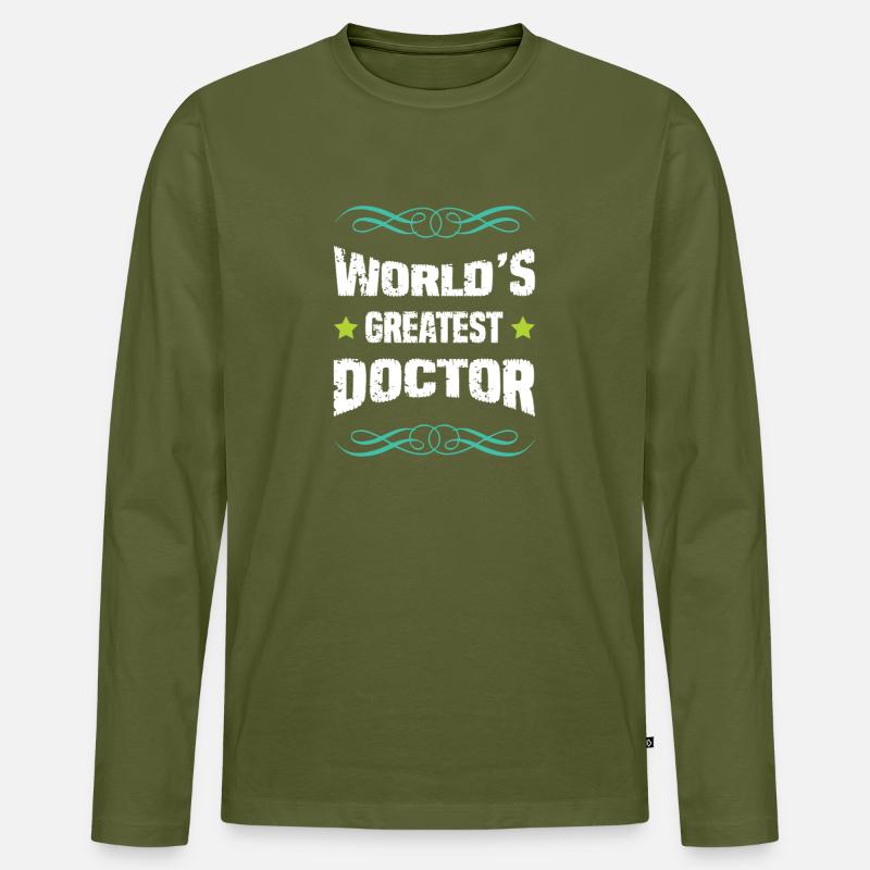 Weltbester Doktor TShirt Design - Männer Premium Bio Langarmshirt - Khaki
