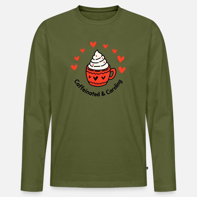 HerzKakao Becher Liebe Design - Männer Premium Bio Langarmshirt - Khaki