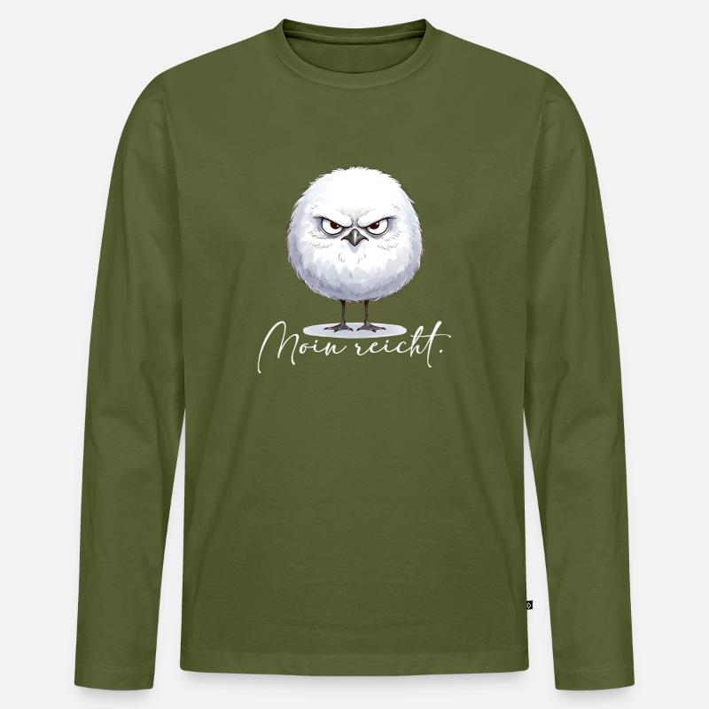 Moin reicht - grimmige runde Möwe - Männer Premium Bio Langarmshirt - Khaki