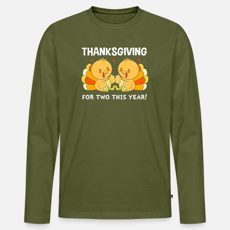 Thanksgiving Gender Reveal Werdende Mutter - Männer Premium Bio Langarmshirt - Khaki