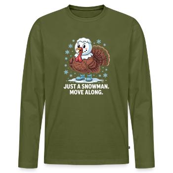 Pas de dinde pour le dîner - T-shirt manches longues Premium bio Homme - kaki - Devant - Nico (187cm)