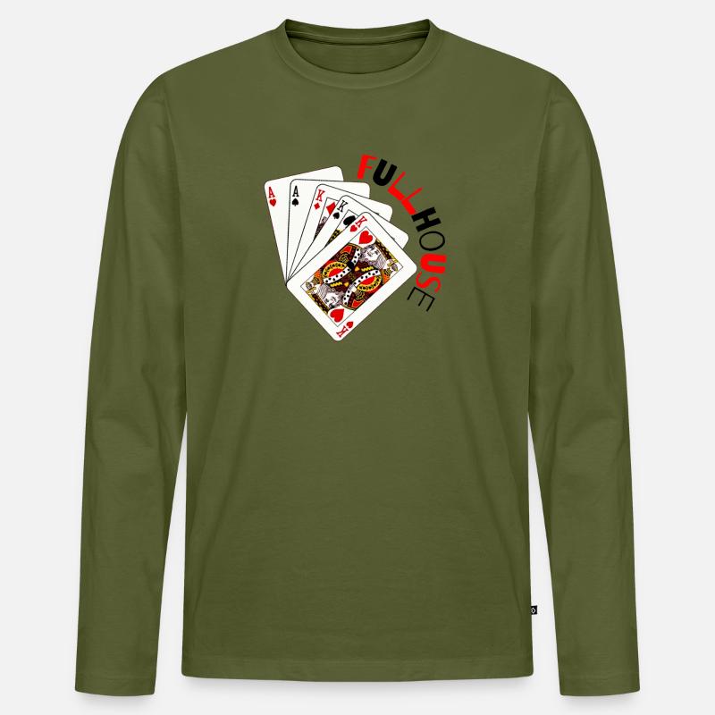 Retro-Spielkarten-Fanfare - Männer Premium Bio Langarmshirt - Khaki