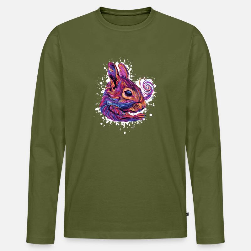 Psychedelischer Eichhörnchenkopf - Männer Premium Bio Langarmshirt - Khaki