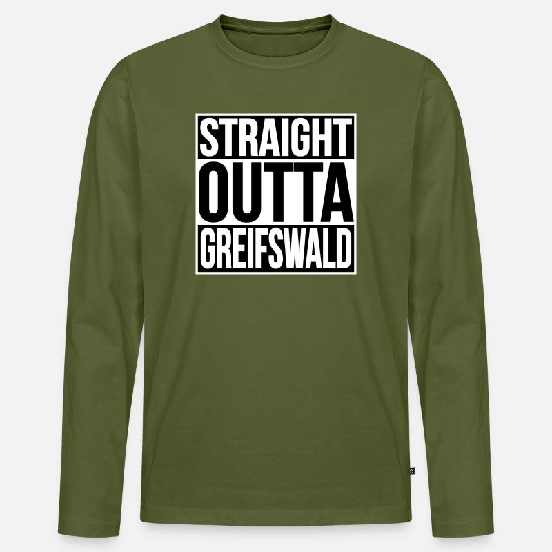 STRAIGHT OUTTA GREIFSWALD - Männer Premium Bio Langarmshirt - Khaki