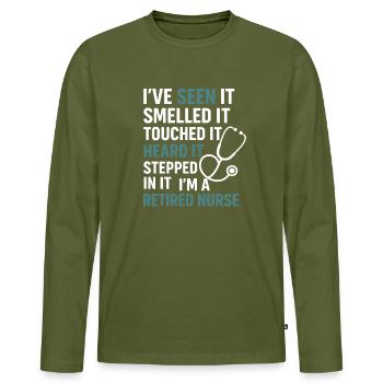 Célébration amusante de la retraite pour les infirmières - T-shirt manches longues Premium bio Homme - kaki - Devant - Nico (187cm)