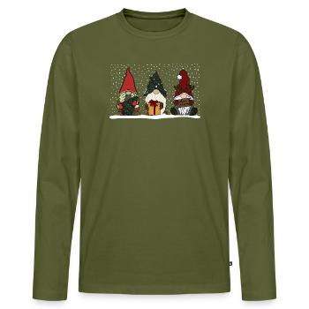 Wichtel  - Männer Premium Bio Langarmshirt - Khaki - Vorne - Nico (187cm)