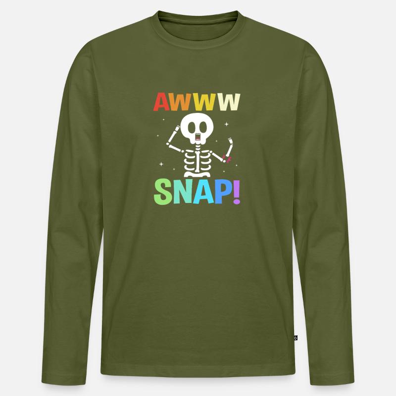 Knochenbruch Halloween Skelett Knochen Armbruch - Männer Premium Bio Langarmshirt - Khaki