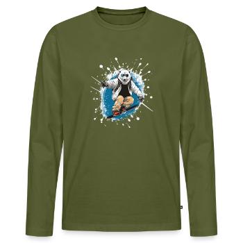 Polar Bear Snowboard Polar Bear - Men's Premium Organic Long Sleeve Shirt - khaki - Front - Nico (187cm)