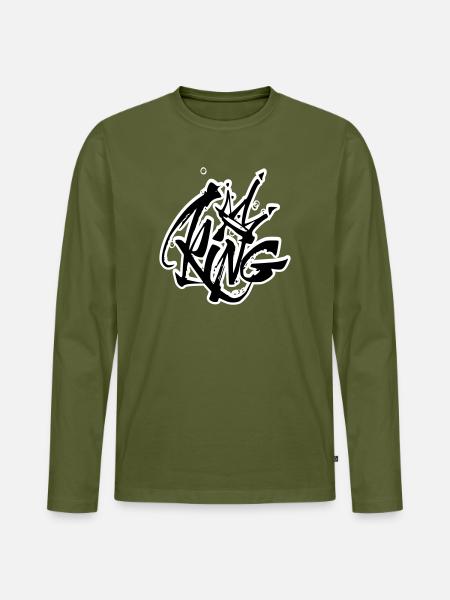 King Graffiti Lettering - Men's Premium Organic Long Sleeve Shirt - khaki