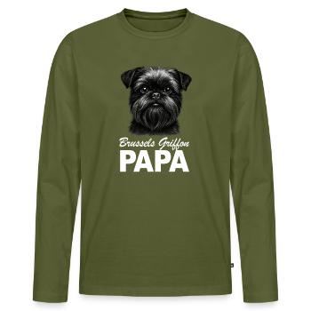 Midget Belge Griffon Bruxelles Griffon Dad - T-shirt manches longues Premium bio Homme - kaki - Devant - Nico (187cm)