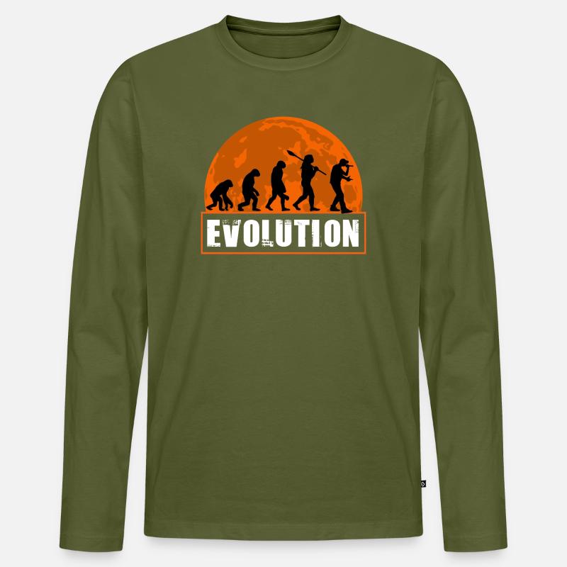 Funny Human Evolution Rapper - Men's Premium Organic Long Sleeve Shirt - khaki