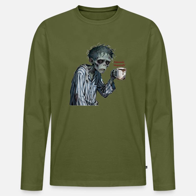 Morgenmuffel - Männer Premium Bio Langarmshirt - Khaki