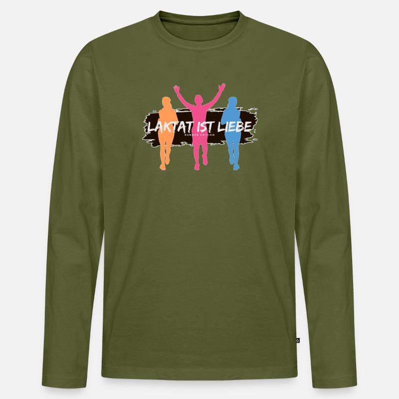 Laktat ist Liebe – Läufer Edition - Männer Premium Bio Langarmshirt - Khaki