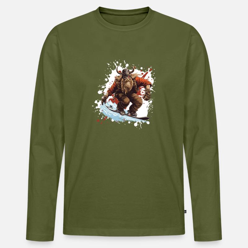 Wikinger Snowboard - Männer Premium Bio Langarmshirt - Khaki