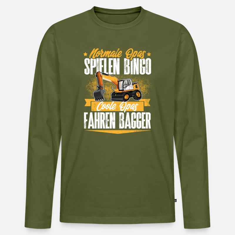 Baggerfahrer Opa - Männer Premium Bio Langarmshirt - Khaki