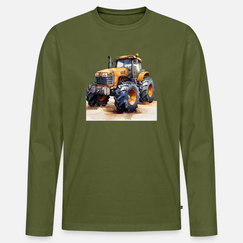 Gelber Power-Traktor Offroad-Action - Männer Premium Bio Langarmshirt - Khaki