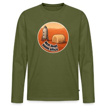 Mars Next Level Home Office - Männer Premium Bio Langarmshirt - Khaki - Vorne - Nico (187cm)