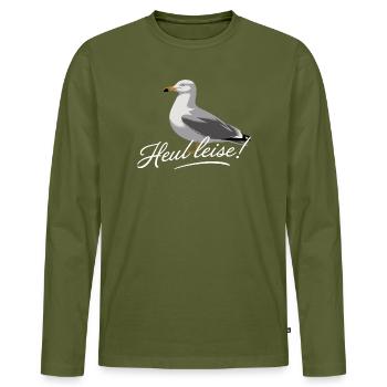 Heul Leise Möwe Illustration Lustiger Spruch - Männer Premium Bio Langarmshirt - Khaki - Vorne - Nico (187cm)