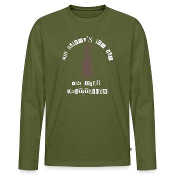 J’en ai assez, je vais mettre les hommes À BIÈRE FROIDE - T-shirt manches longues Premium bio Homme - kaki - Devant - Nico (187cm)