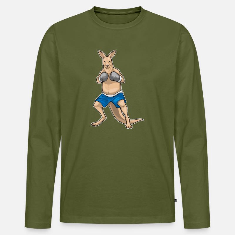 Känguru Boxer Boxhandschuhe Boxen - Männer Premium Bio Langarmshirt - Khaki