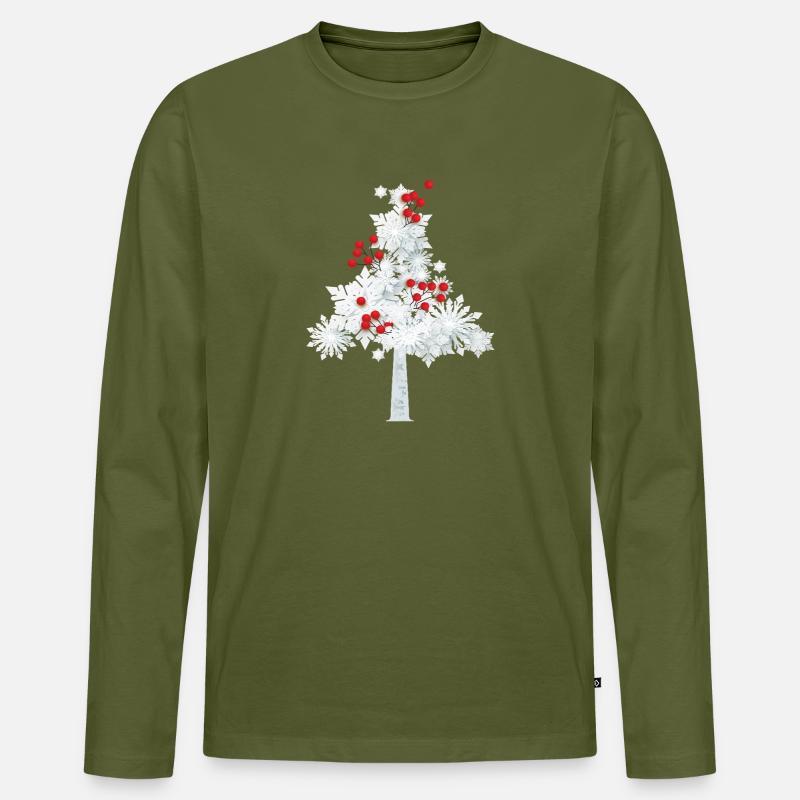 Schneeflocken-Weihnachtsbaum - Männer Premium Bio Langarmshirt - Khaki