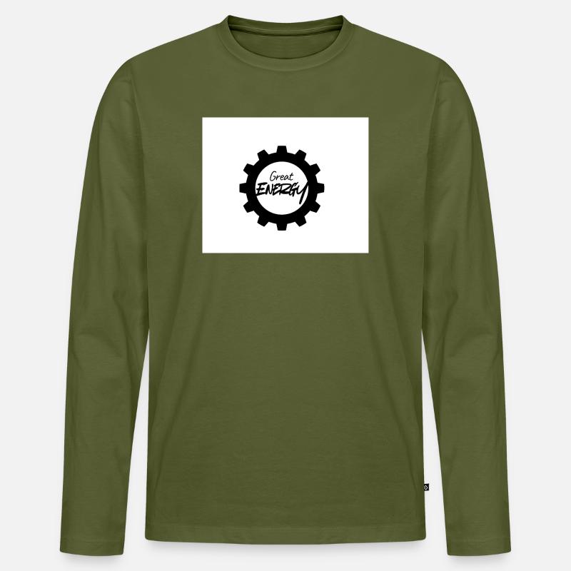 Große Energie Gear Muster - Männer Premium Bio Langarmshirt - Khaki