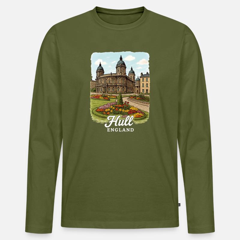 Hull England - Männer Premium Bio Langarmshirt - Khaki