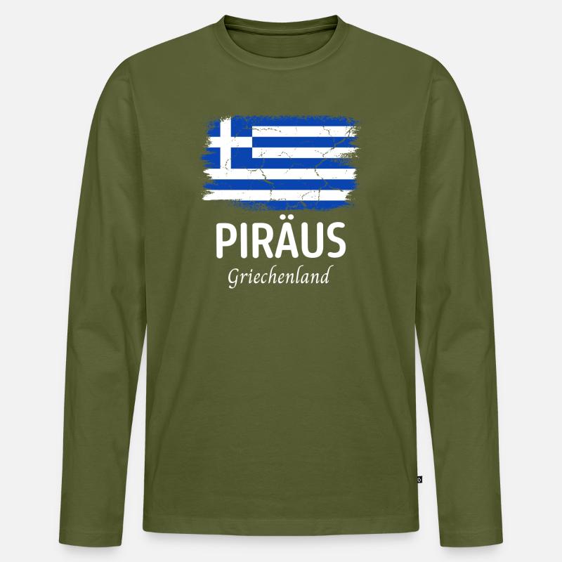 Piräus - Männer Premium Bio Langarmshirt - Khaki