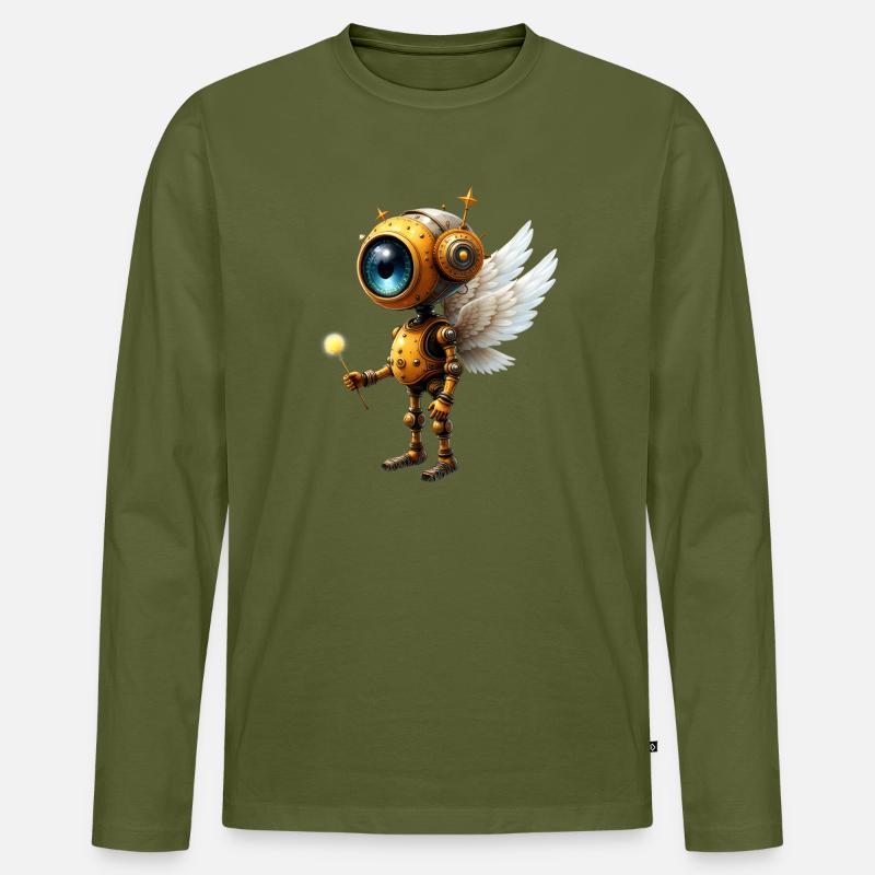 Steampunk Geflügelter Roboter - Männer Premium Bio Langarmshirt - Khaki