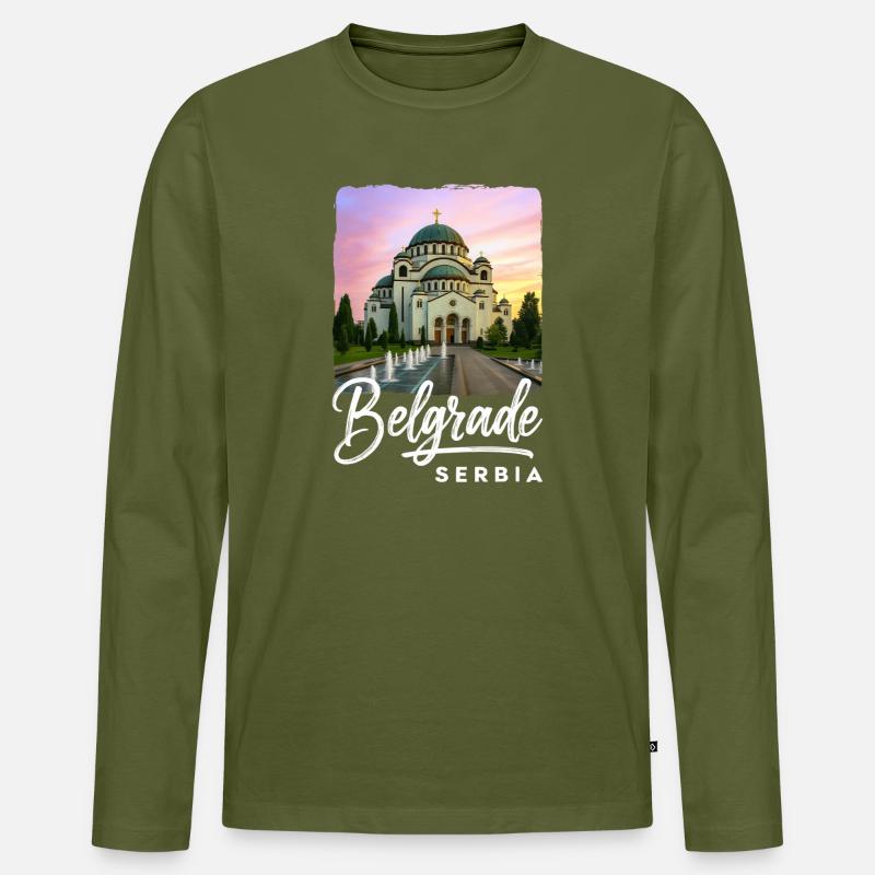 Belgrad Serbien - Männer Premium Bio Langarmshirt - Khaki