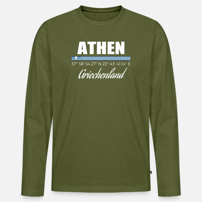 Athen - Männer Premium Bio Langarmshirt - Khaki