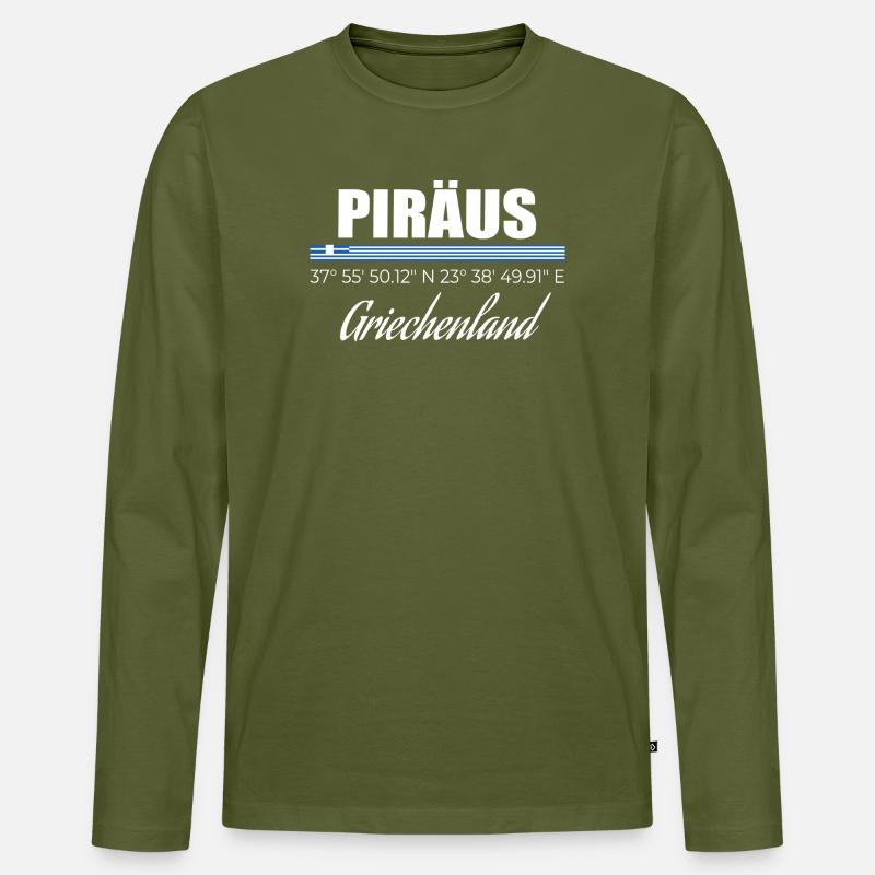 Piräus - Männer Premium Bio Langarmshirt - Khaki