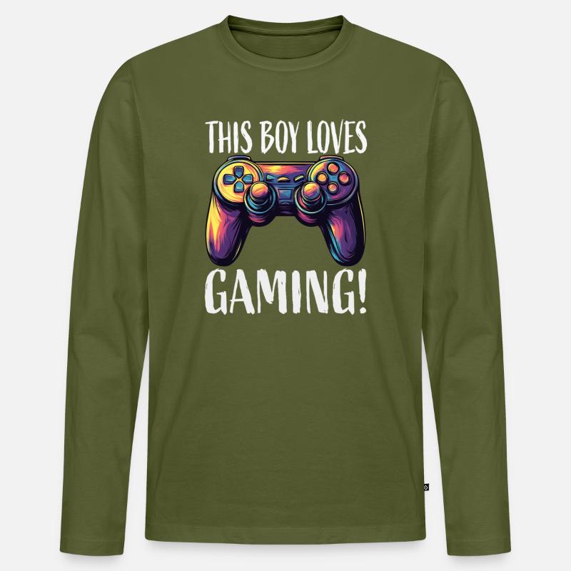 Dieser Junge liebt Gaming Controller - Männer Premium Bio Langarmshirt - Khaki