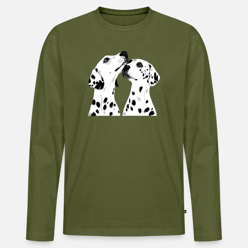 Zwei Dalmatiner - Männer Premium Bio Langarmshirt - Khaki