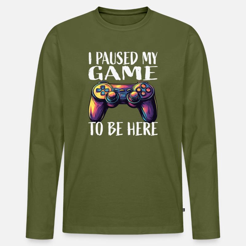 Spiel Pause Neon Controller - Männer Premium Bio Langarmshirt - Khaki