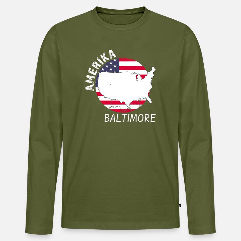 Baltimore - Männer Premium Bio Langarmshirt - Khaki