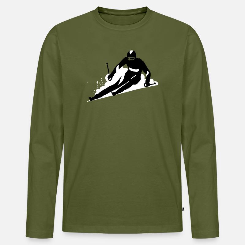 Ski - Männer Premium Bio Langarmshirt - Khaki