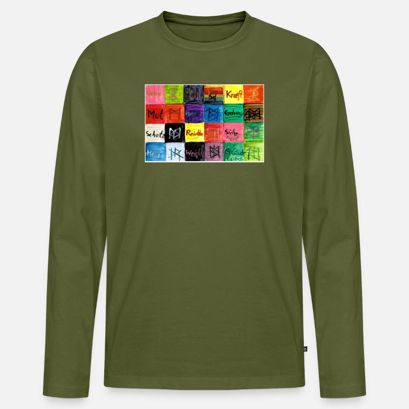 Runensegen_A5 - Männer Premium Bio Langarmshirt - Khaki
