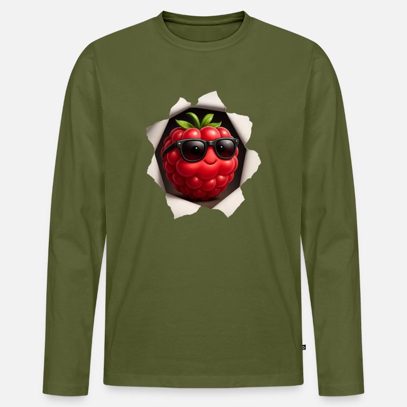 Himbeere - Männer Premium Bio Langarmshirt - Khaki