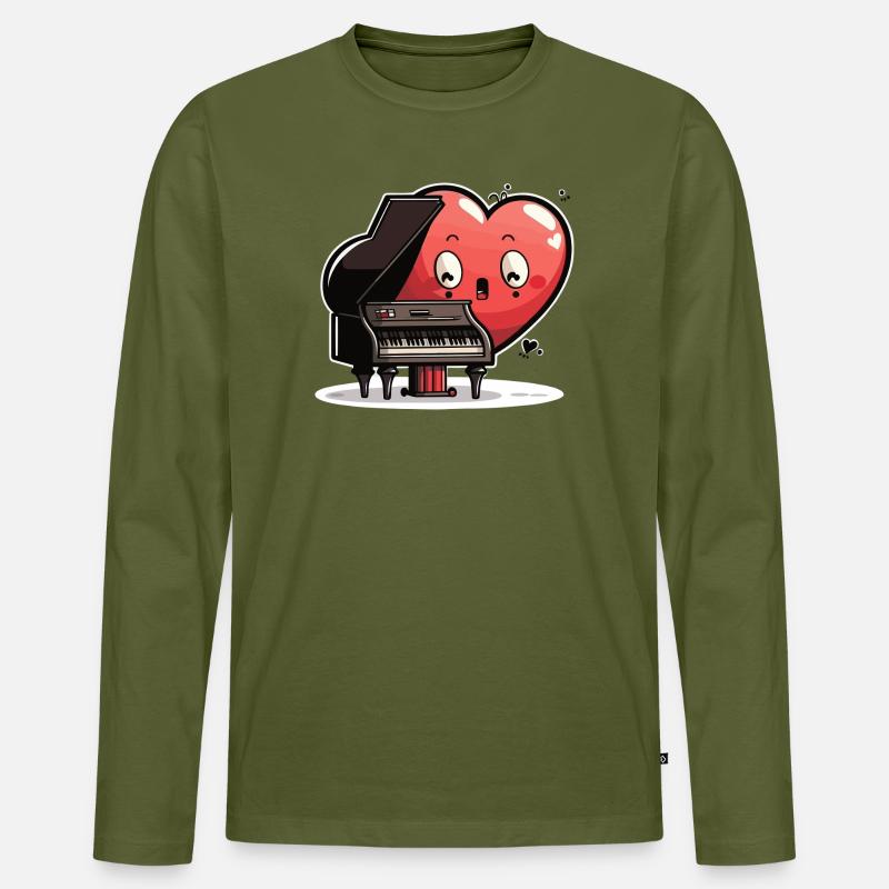 Herzklang am Pianoforte - Männer Premium Bio Langarmshirt - Khaki