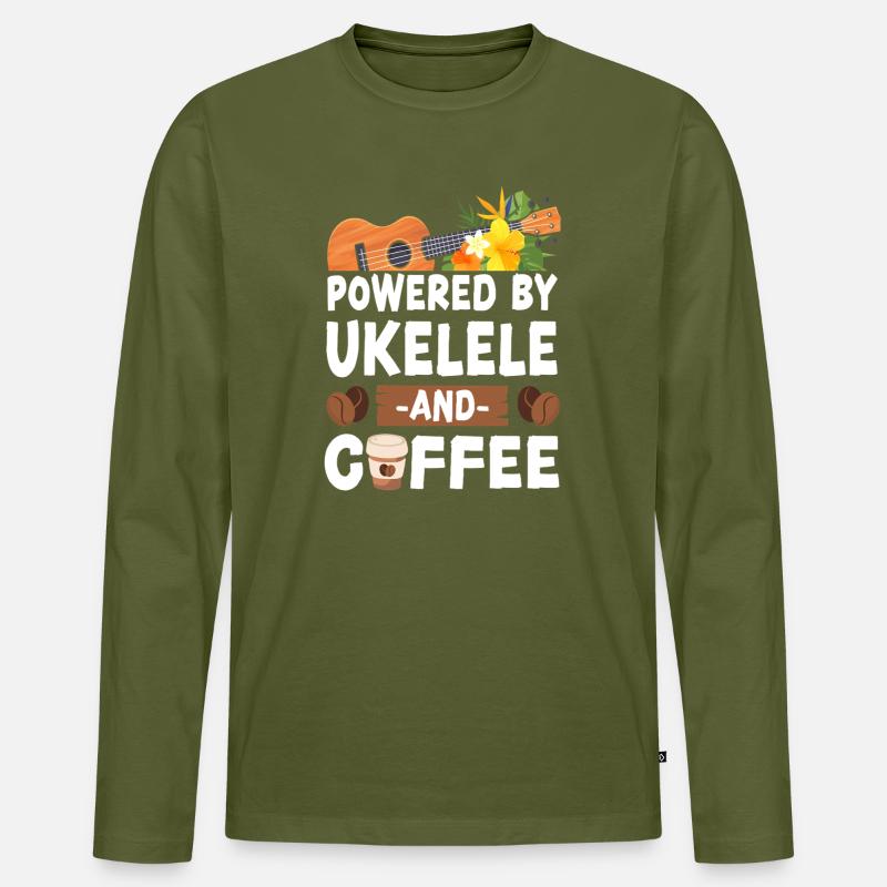 Hawaiian Ukulele Uke Coffee - Männer Premium Bio Langarmshirt - Khaki