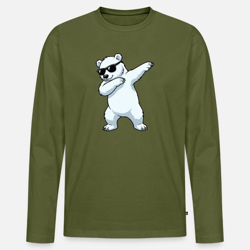 Dab Eisbär Cartoon - Männer Premium Bio Langarmshirt - Khaki