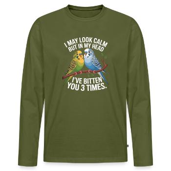 I May Look Calm But In My Head Ive Bitten You 3 - Men's Premium Organic Long Sleeve Shirt - khaki - Front - Nico (187cm)