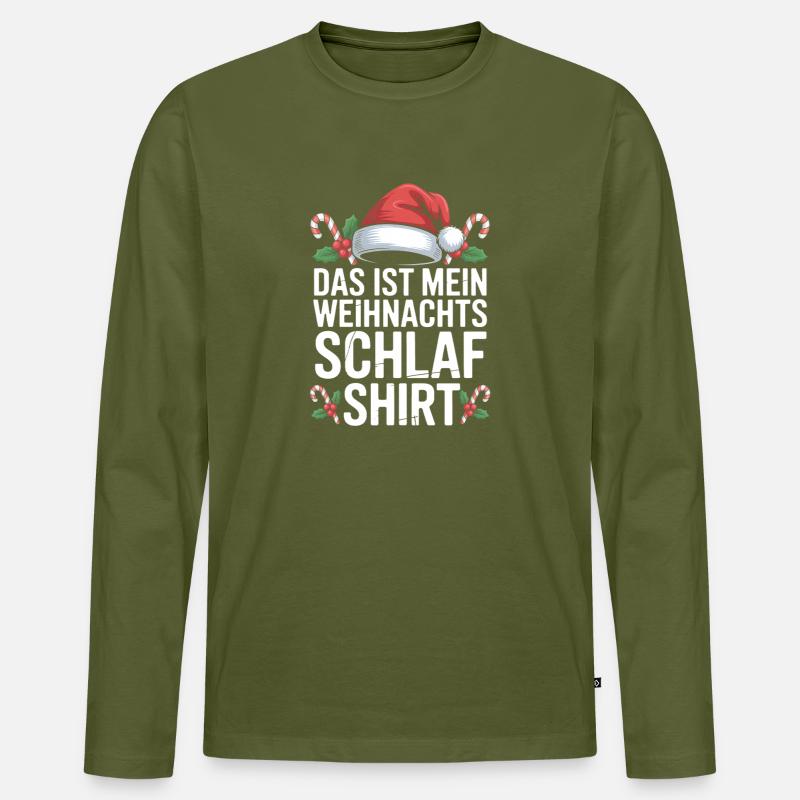 Weihnachts Schlafshirt Spruch - Männer Premium Bio Langarmshirt - Khaki