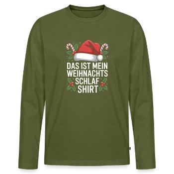 C’EST MON T-SHIRT DE NUIT DE NOËL - T-shirt manches longues Premium bio Homme - kaki - Devant - Nico (187cm)
